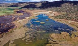 Azap Gölü'nde sular çekildi