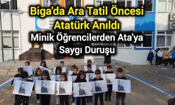 Biga'da Ara Tatil Öncesi Atatürk Anıldı: Minik Öğrencilerden Ata'ya Saygı Duruşu