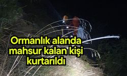 Ormanlık alanda mahsur kalan kişi kurtarıldı
