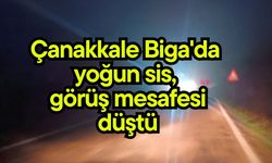 Çanakkale Biga'da yoğun sis, görüş mesafesi düştü