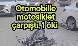 Otomobille motosiklet çarpıştı, 1 ölü