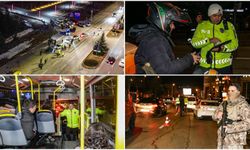 Polis dondurucu soğukta yılbaşı denetiminde