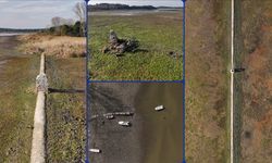 Göldeki su seviyesinin düşmesiyle tarihi yapıların kalıntıları ortaya çıktı