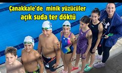 Çanakkale’de minik yüzücüler açık suda ter döktü