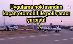Uygulama noktasından kaçan otomobil ile polis aracı çarpıştı!