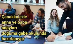 Çanakkale’de anne ve baba adayları doğuma gebe okulunda hazırlanıyor