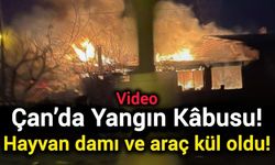 Çan’da Yangın Kâbusu! Hayvan damı ve araç kül oldu!