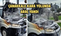 Çanakkale kara yolunda araç yandı