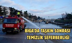 Biga’da taşkın sonrası temizlik seferberliği