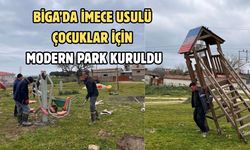 Biga’da imece usulü çocuklar için modern park kuruldu