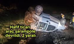 Hafif ticari araç şarampole devrildi, 2 yaralı