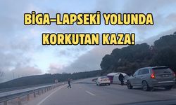 Biga–Lapseki yolunda korkutan kaza!