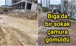 Biga’da bir sokak çamura gömüldü