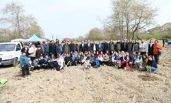 Lapseki'de fidanlar toprakla buluşturuldu
