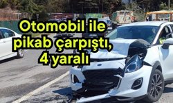 Otomobil ile pikab çarpıştı, 4 yaralı