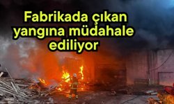 Fabrikada çıkan yangına müdahale ediliyor