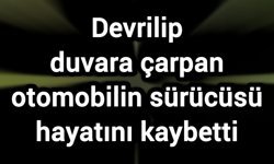 Devrilip duvara çarpan otomobilin sürücüsü hayatını kaybetti