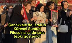 Çanakkale'de İsrail'in Küresel Sumud Filosu'na saldırısına tepki gösterildi