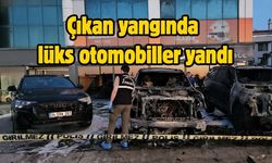 Çıkan yangında lüks otomobiller yandı