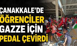 Çanakkale’de öğrenciler Gazze için pedal çevirdi