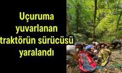 Uçuruma yuvarlanan traktörün sürücüsü yaralandı