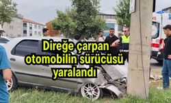 Direğe çarpan otomobilin sürücüsü yaralandı