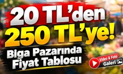 20 TL’den 250 TL’ye! Biga Pazarında Fiyat Tablosu
