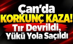 Çan'da Korkunç Kaza! Tır Devrildi, Yükü Yola Saçıldı