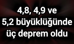 4,8, 4,9 ve 5,2 büyüklüğünde üç deprem oldu