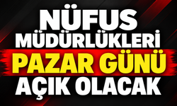 Nüfus müdürlükleri pazar günü açık olacak