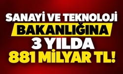 Sanayi ve Teknoloji Bakanlığına 3 yılda 881 milyar TL!