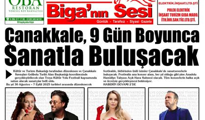 Çanakkale Biga'nın Sesi Gazetesi 1 Ağustos 2025 Cuma