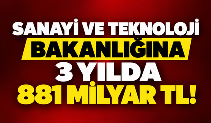 Sanayi ve Teknoloji Bakanlığına 3 yılda 881 milyar TL!