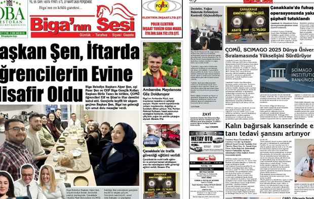 Biga'nın Sesi Gazetesi 27 Mart Perşembe