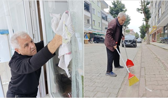 62 yaşındaki vatandaş, evdeki temizlik alışkanlığını sokağa taşıdı