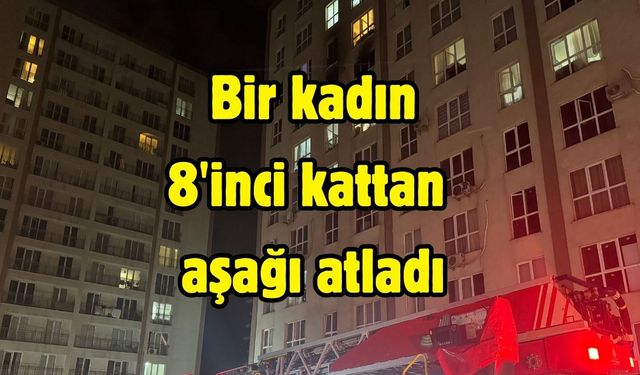 Sitede çıkan yangında bir kadın 8'inci kattan aşağı atladı