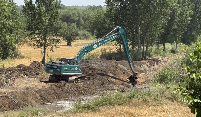 Çanakkale Çan'da derede dip temizliği yapılıyor