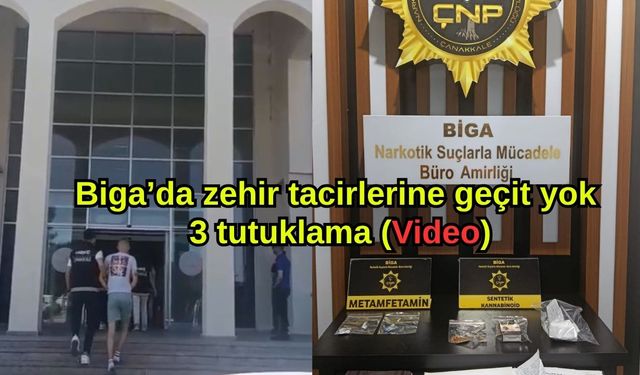 Biga’da yasaklı madde operasyonu: 3 tutuklama (Video)