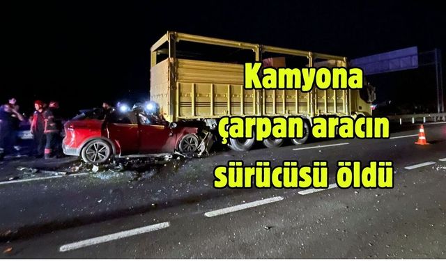 Kamyona çarpan aracın sürücüsü öldü
