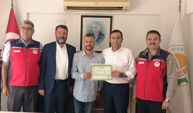 Bigalı üreticiye İl Tarım Müdürlüğü’nden Ödül