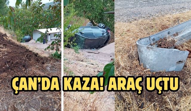Çan’da Kaza! Araç Uçtu