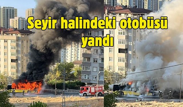Seyir halindeki otobüsü yandı