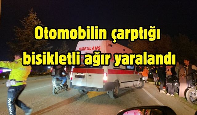 Otomobilin çarptığı bisikletli ağır yaralandı