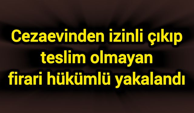 Cezaevinden izinli çıkıp teslim olmayan firari hükümlü yakalandı