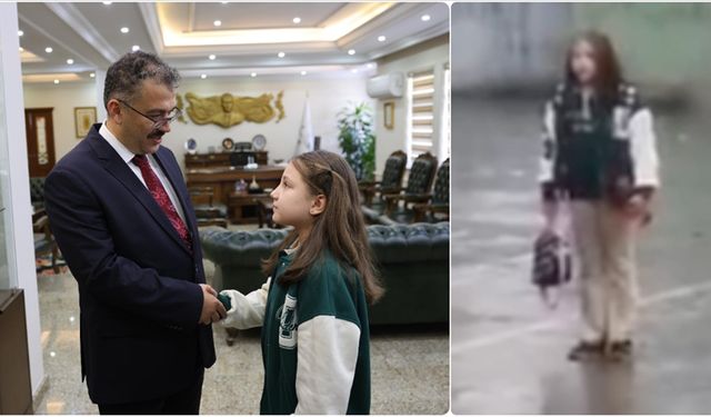 Yağmur altında istiklal marşı okuyan öğrenci ödüllendirildi