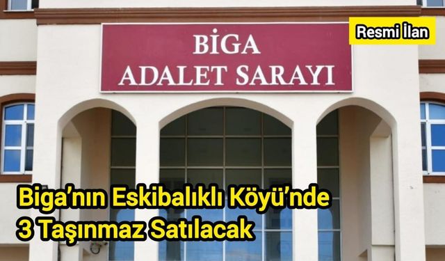 Biga’nın Eskibalıklı Köyü’nde 3 Taşınmaz Satılacak
