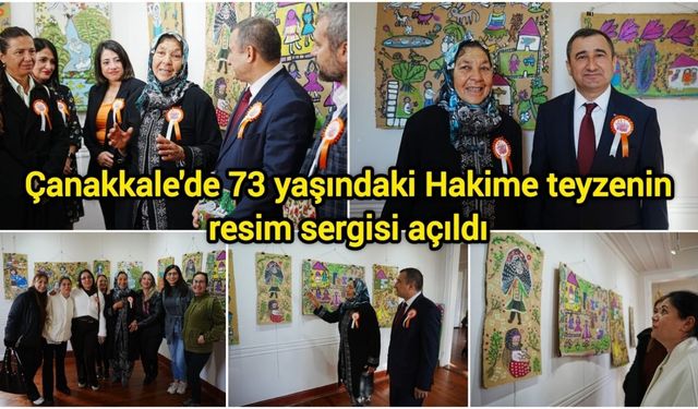 Çanakkale'de 73 yaşındaki Hakime teyzenin resim sergisi açıldı