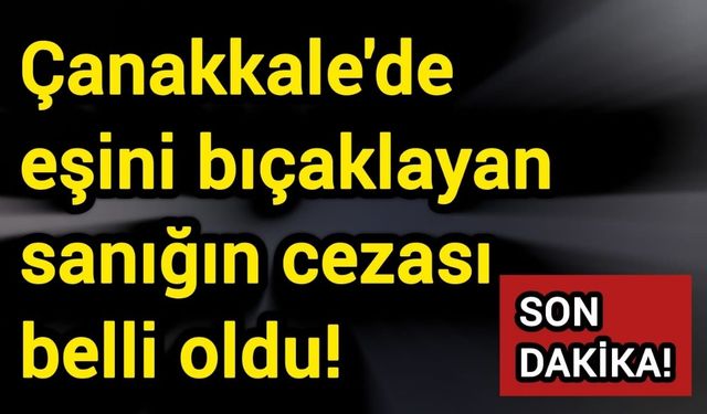 Çanakkale'de eşini bıçaklayan sanığın cezası belli oldu!