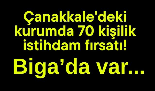 Çanakkale'deki kurumda 70 kişilik istihdam fırsatı!