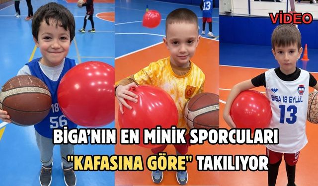 Biga’nın en minik sporcuları "Kafasına göre" takılıyor